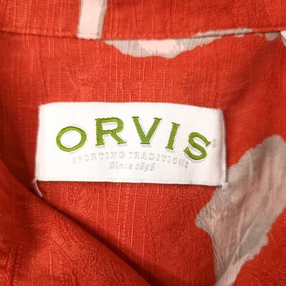 Orvis Mens Silk Hawaiian Shirt Medium Short Sleeve Button Front Tropical - Picture 5 of 6